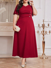 Vestido Longo Plus Size Feminino com Botões Laterais