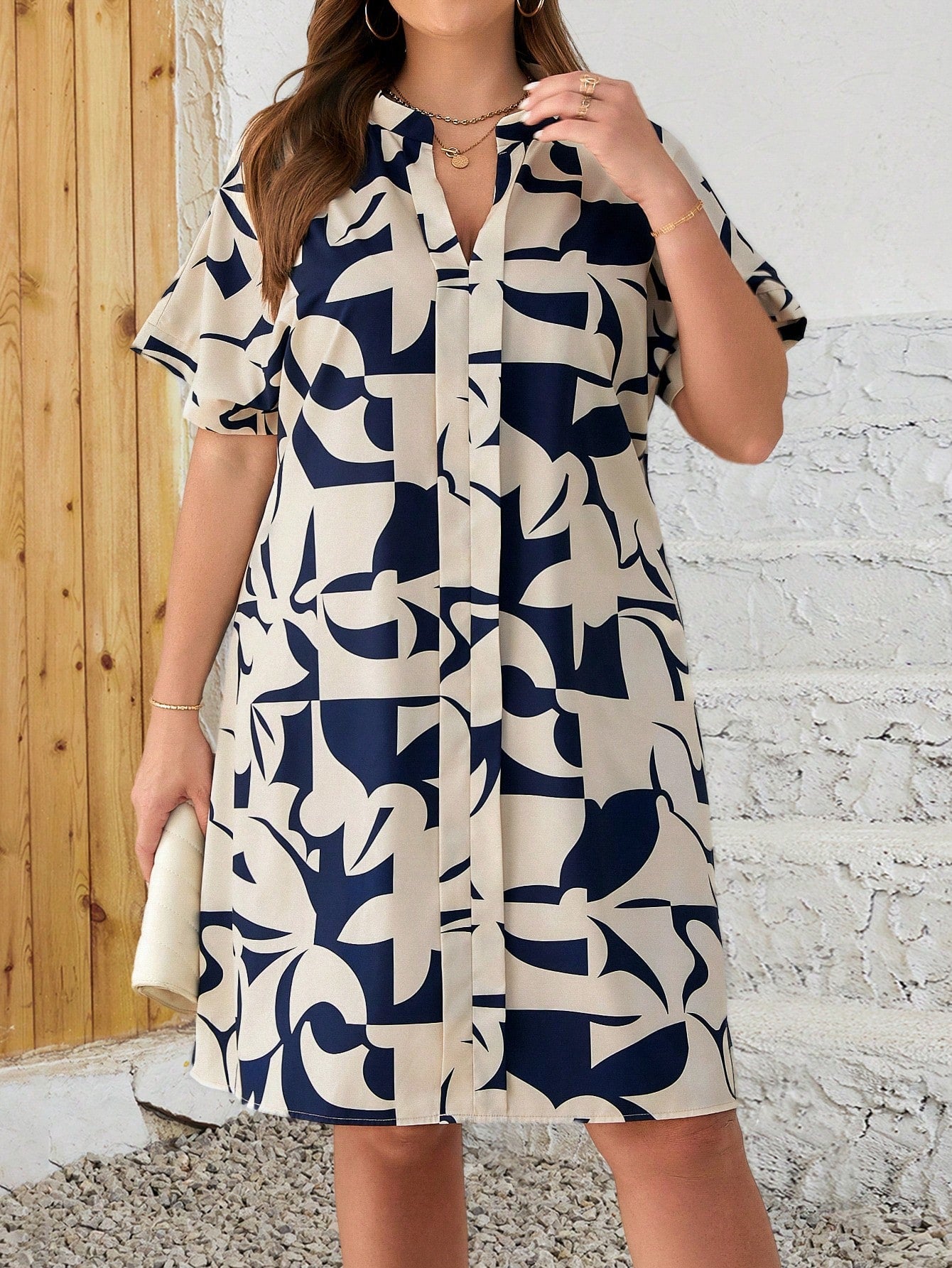 Vestido Plus Size Feminino Geométrico