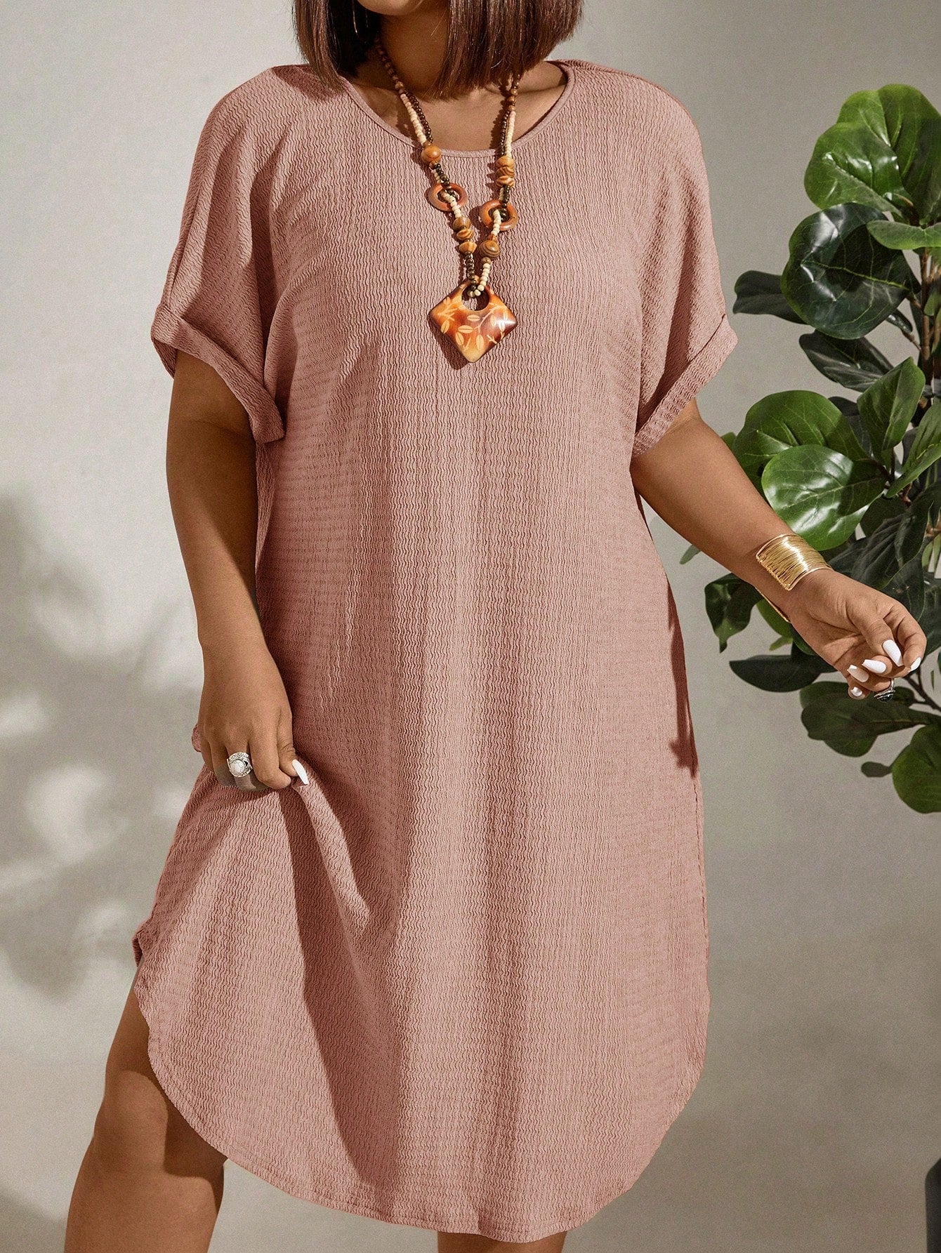 Vestido Midi Plus Size Manga Morcego