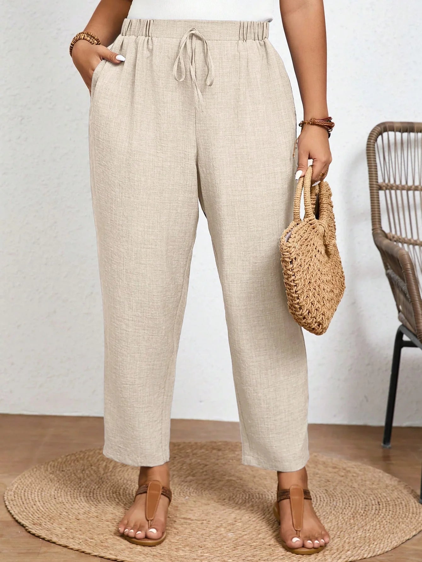 Calça Plus Size Feminina de Linho