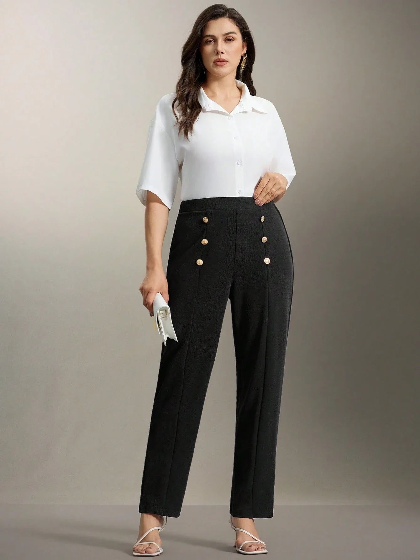 Calça Feminina Plus Size Reta Elegante