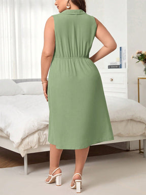 Vestido Midi Plus Size Feminino com Botão Lateral
