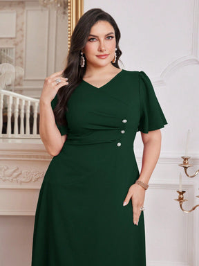 Vestido Longo Plus Size Feminino com Botões Laterais