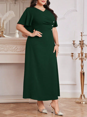 Vestido Longo Plus Size Feminino com Botões Laterais