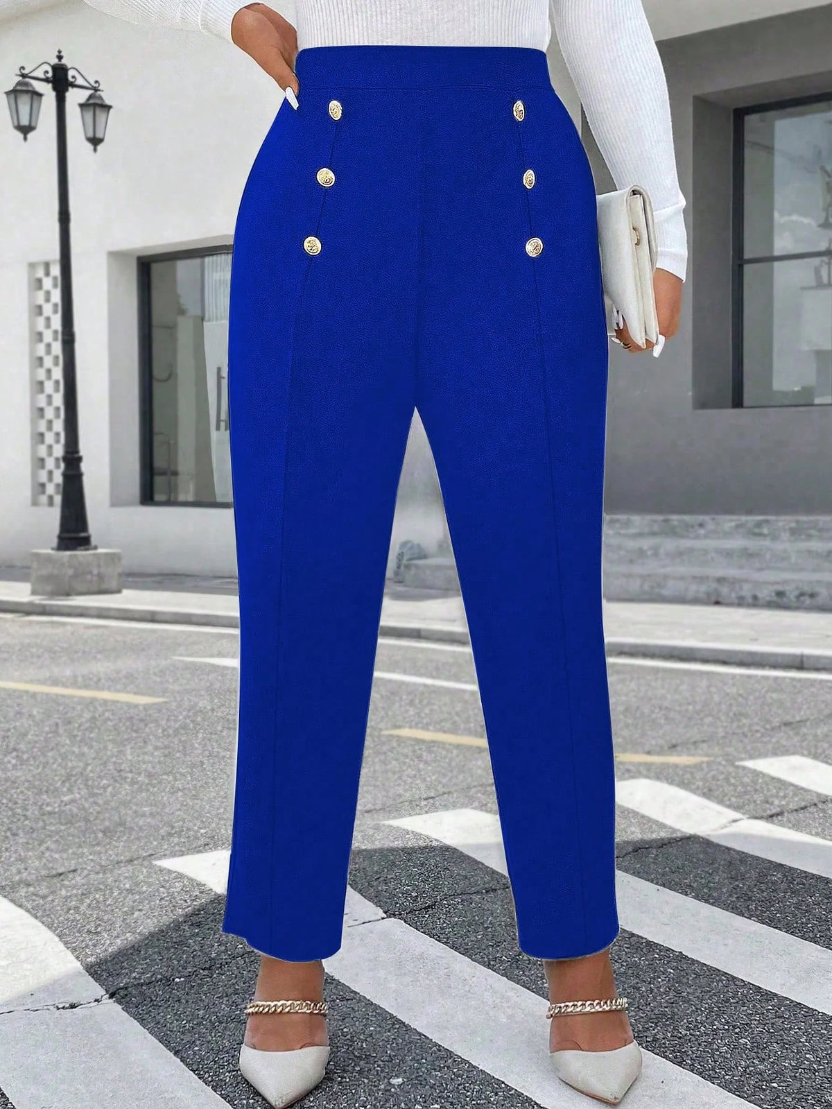 Calça Feminina Plus Size Reta Elegante