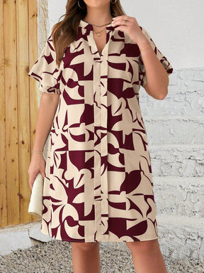 Vestido Plus Size Feminino Geométrico