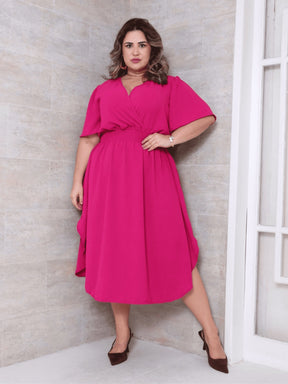 Vestido Midi Plus Size Transpassado