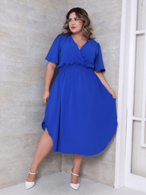 Vestido Midi Plus Size Transpassado