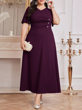 Vestido Longo Plus Size Feminino com Botões Laterais